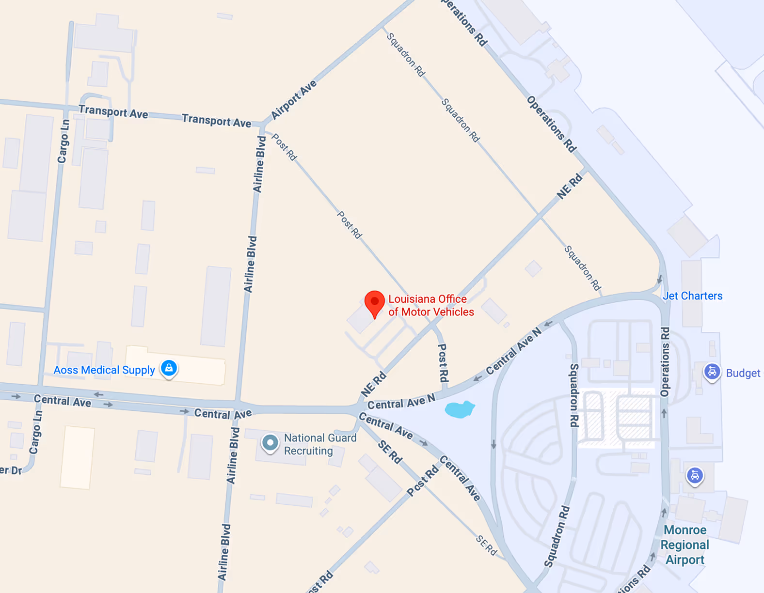 Map showing Monroe IRP office at 5171 Northeast Road